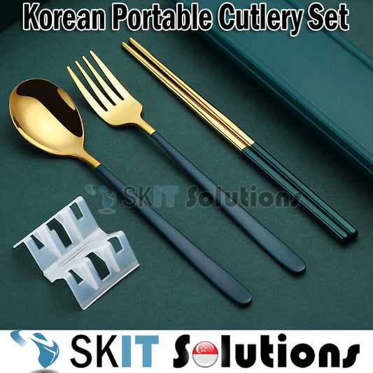 304 Stainless Steel Luxury Portable Cutlery Set Chopsticks Spoon Fork Case Korean Tableware Utensils Kitchen Accessories