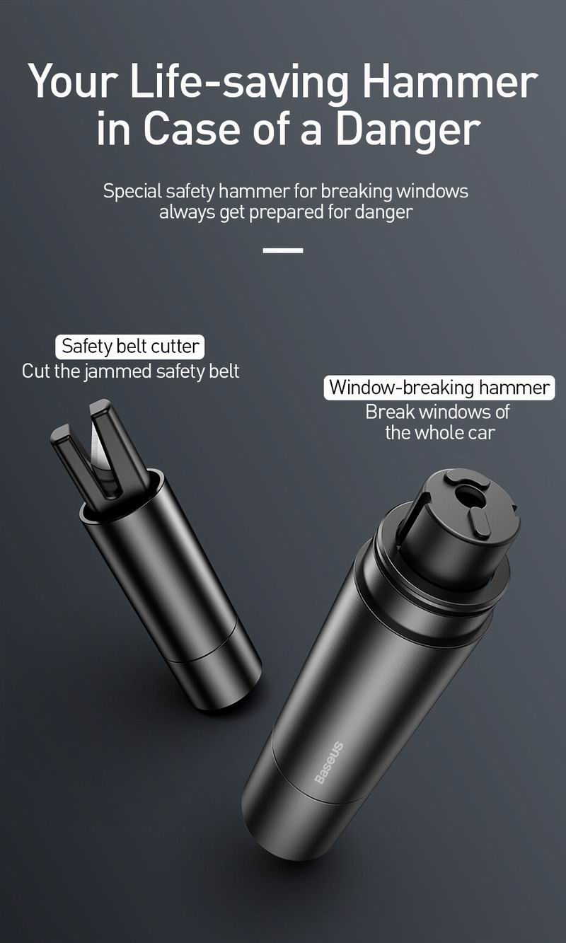 Baseus Sharp Tool Safety Hammer Window Breaking Safety Belt Cutting Car Accessories Vehicle Emergency Rapid Escape Tools