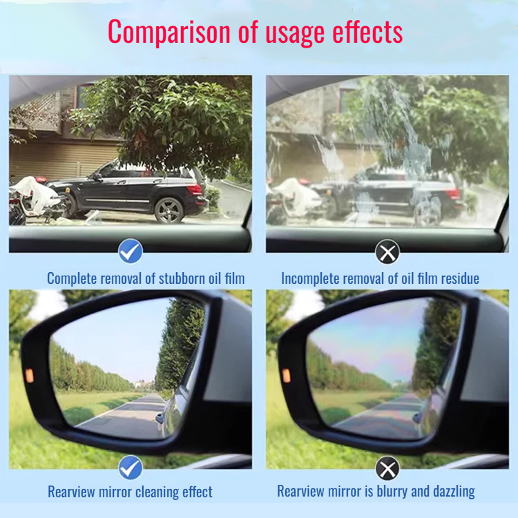 Car Glass Oil Film Cleaner Brush Windshield Stain Remover Strong Degreasing Tool for Clear Vision
