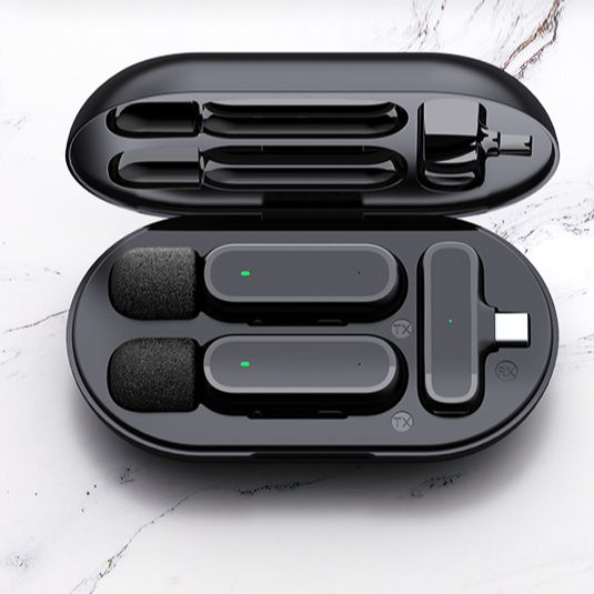 Wireless Lavalier Microphone With Charging Box Case Audio Video Recording Bluetooth Lapel Mic for i-Phone Android Vlog