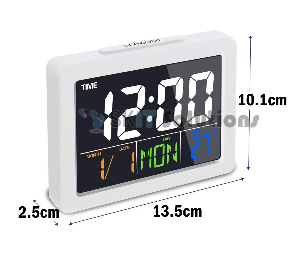 Digital LCD Alarm LED Table Clock with Large Display, BackLight Voice Control, World Time, Timer, Calendar