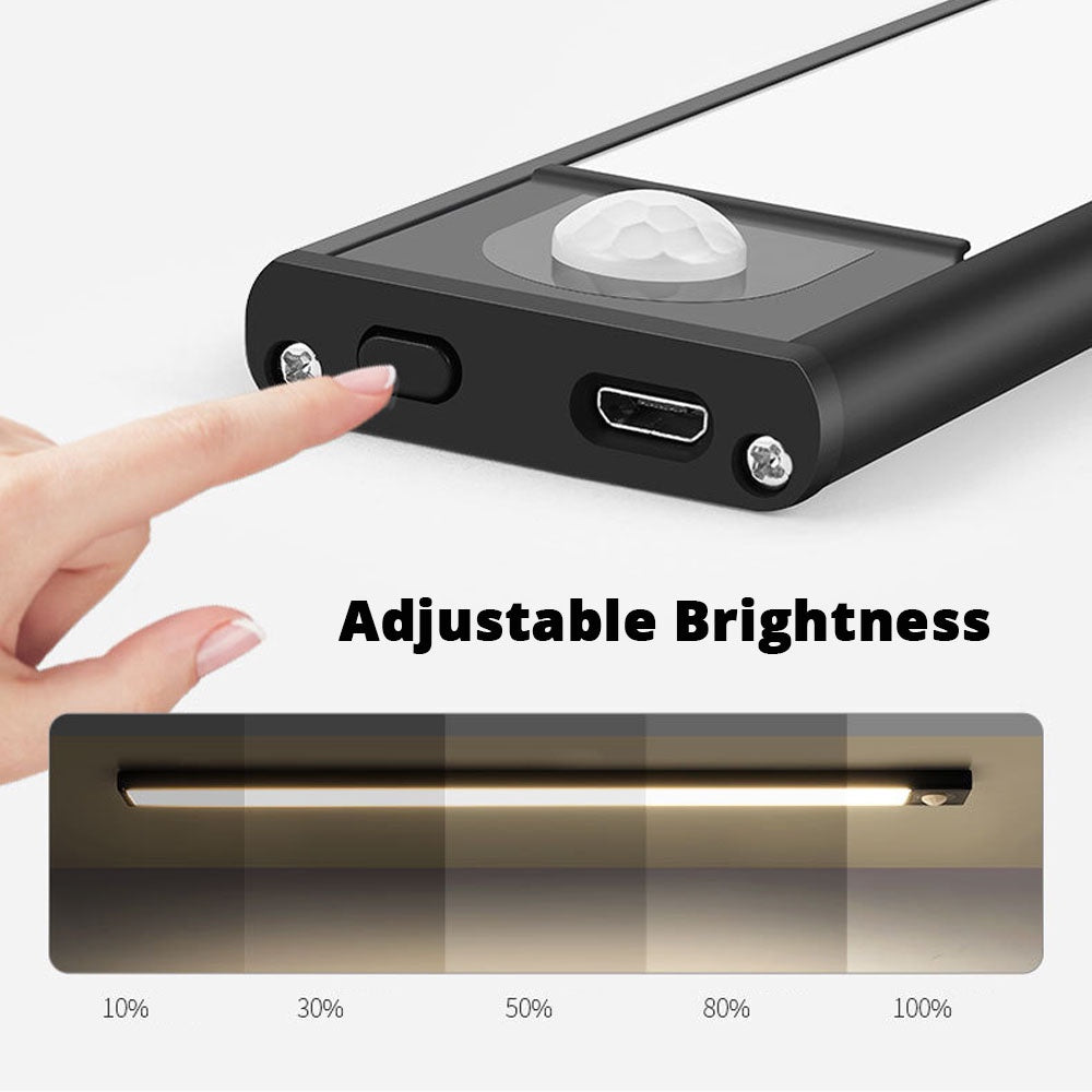 ULTRA THIN 0.9cm Portable Induction Night Light Led Wardrobe Strip Lamp Cabinet Light with Wireless Motion Sensor Detector