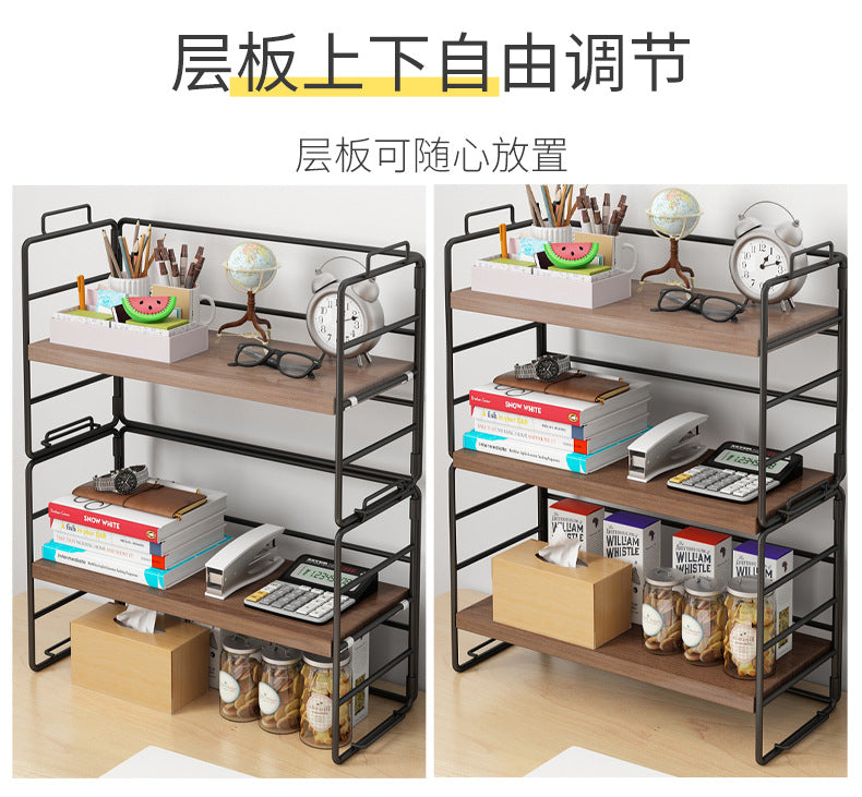 1/2/3 Tiers Desktop Shelf Organizer Adjustable Wood Display Desk Book Countertop Storage Rack Table Shelves Stand