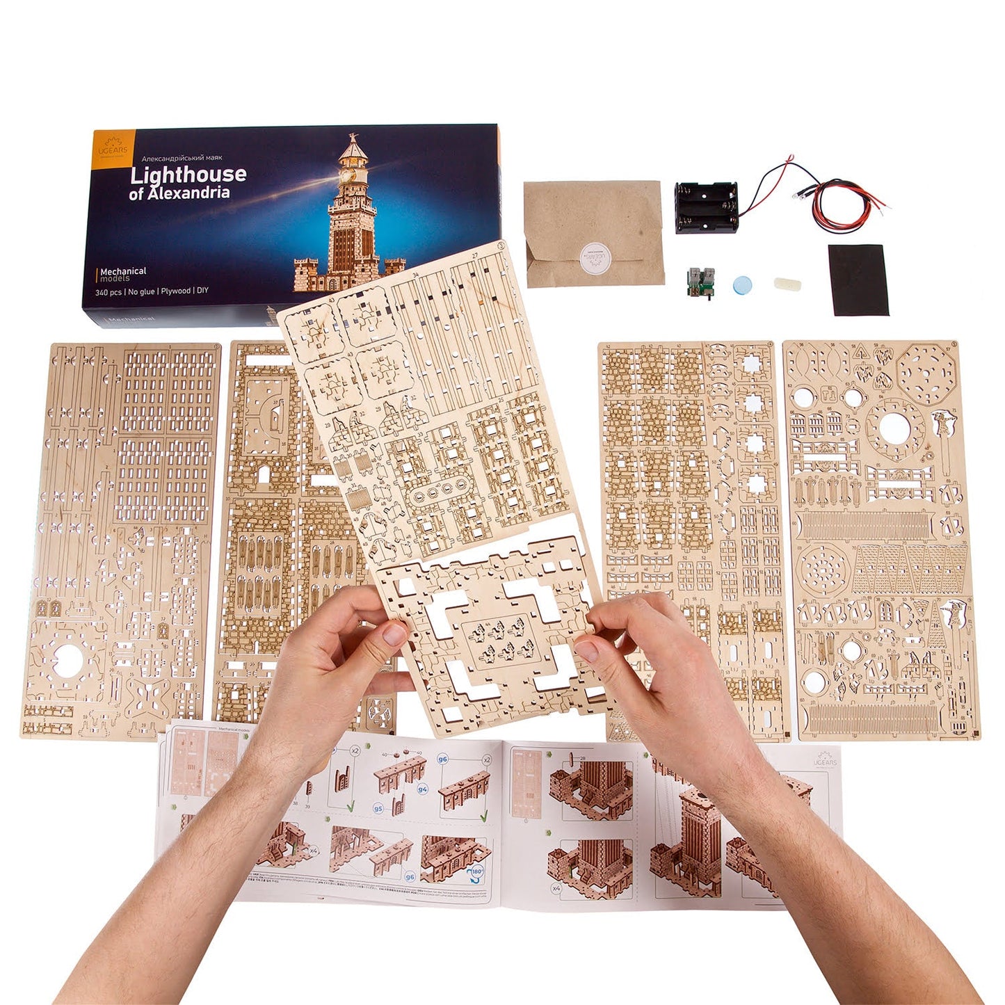 Ugears Lighthouse Of Alexandria 3D Mechanical Model Wooden Puzzle DIY Kits for Adult Kids Toys Gift