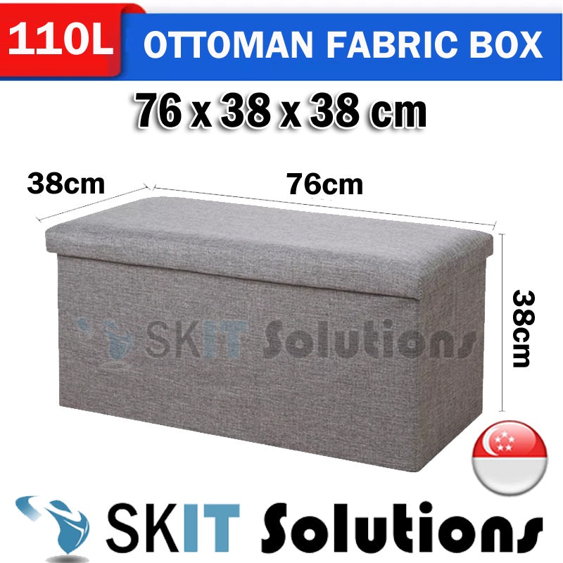 Ottoman Fabric / Leather Storage Box Foldable Sofa Seat Stool Organizer Bench Home Living Space Saving Organiser