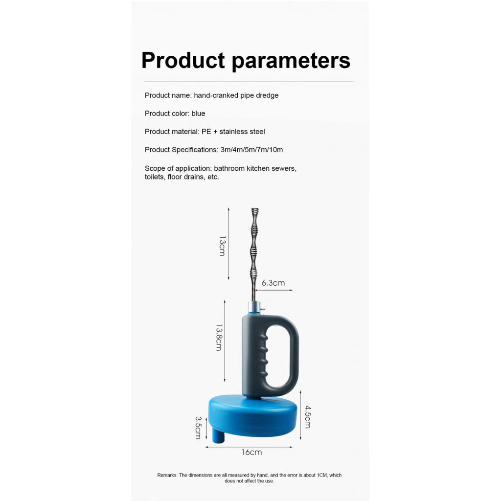 Plumbing Auger Drain Snake Clog Remover Tool Pipe Cleaner Plunger Toilet Kitchen Sewer Declogger