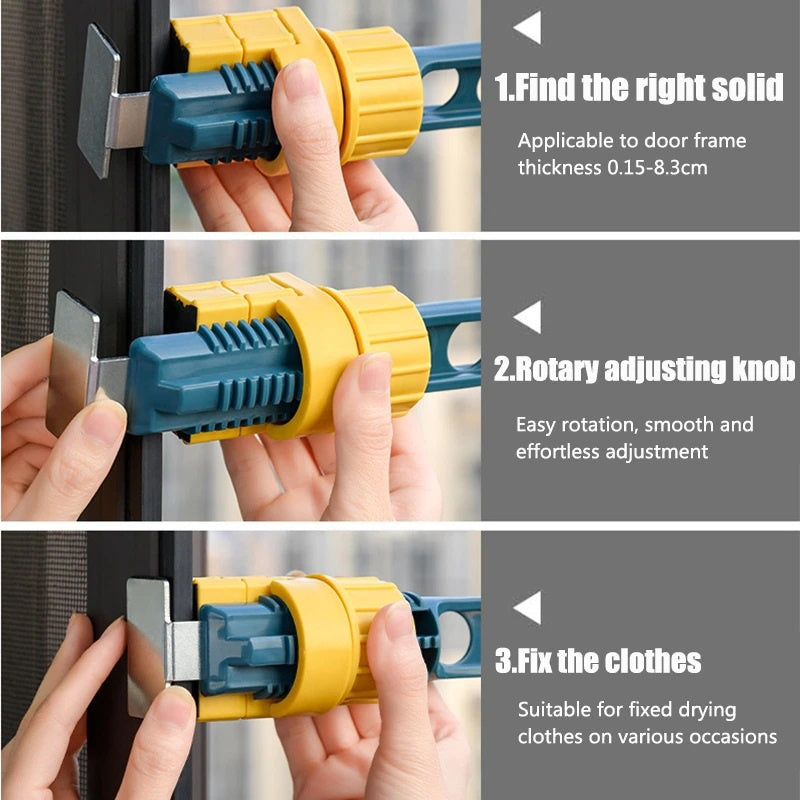 8-Holes Drying Rack Clip on Window Frame Balcony Door Cabinet Clothes Laundry Hanger Hanging Rod Stand Shelf