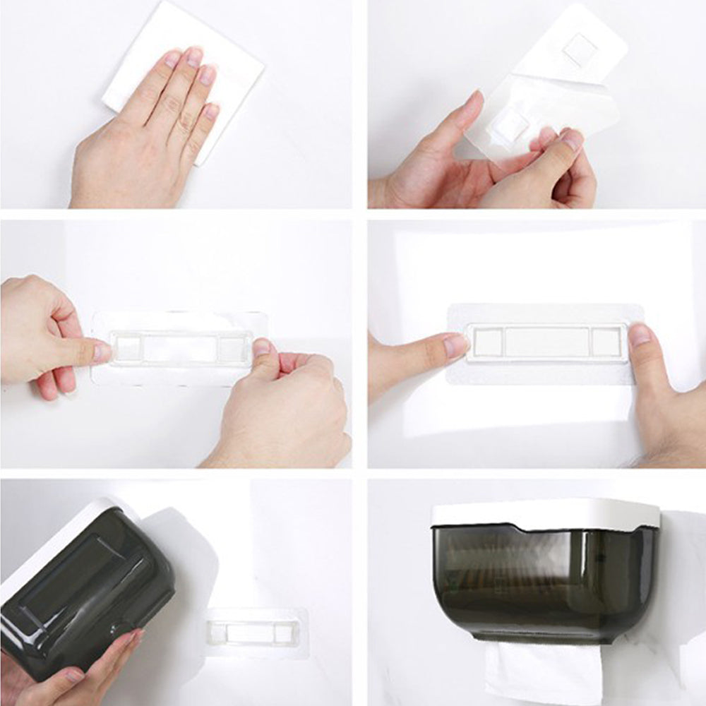 Wall Mounted Tissue Holder Punch Free Waterproof Toilet Roll Box Paper Storage Bathroom Accessories