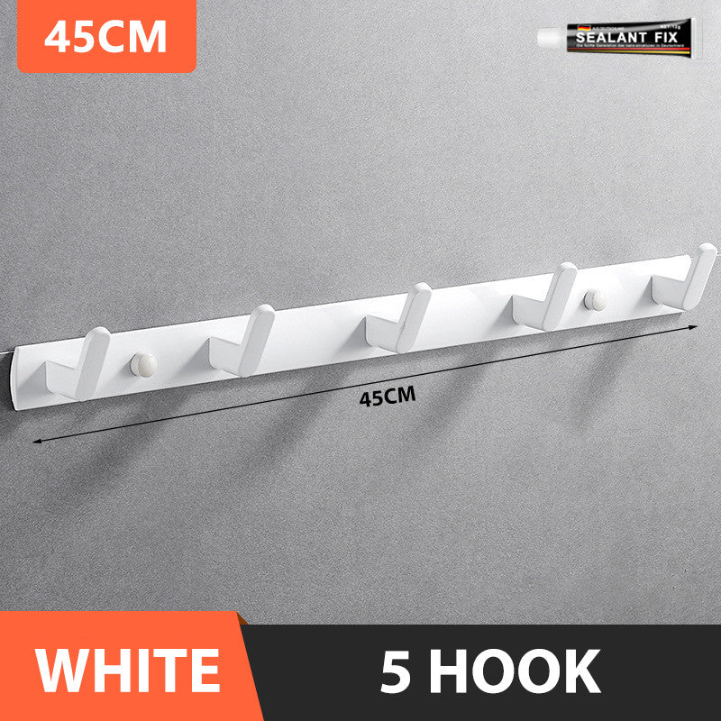 3/5/7 Hooks Aluminum Wall Hook Hanger Heavy Duty No Drill Nail Free Clothes Towel Bathroom Kitchen