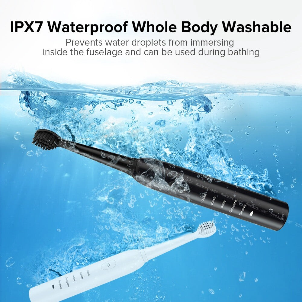 Powerful Ultrasonic Electric Toothbrush USB Rechargeable Adult Electronic Washable Power Ultra Sonic Tooth Brush+4 Heads
