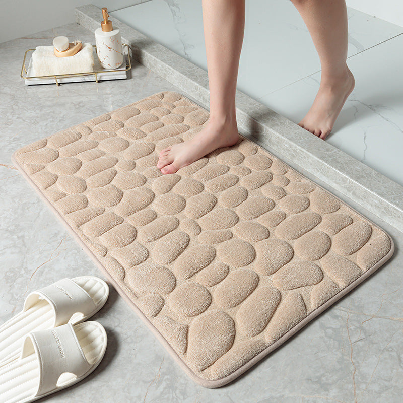 Cobblestone Embossed Bathroom Bath Mat Memory Foam Rugs Shower Room Absorbent Non-Slip Pad Floor Carpets Doormat