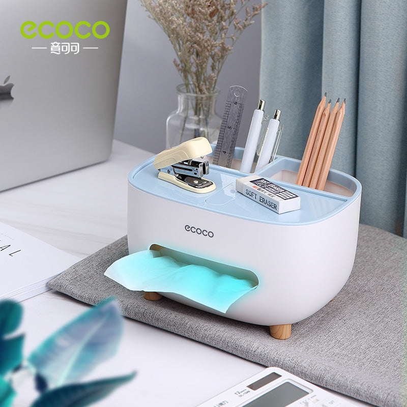 ECOCO Desktop Tissue Box Organizer Multi-function Toilet Paper Towel Storage Holder Dispenser Bathroom Accessories Remote Control