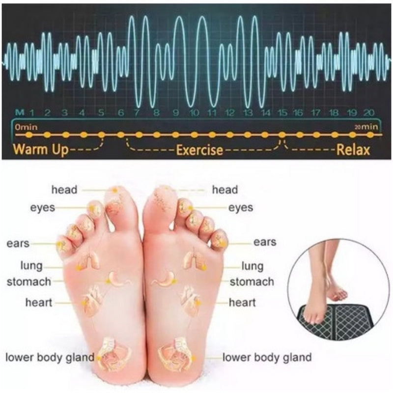 Portable EMS Foot Massager Mat Electric Muscle Stimulator Blood Circulation Acupuncture Pain Relief