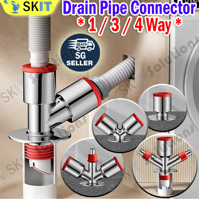 1/3/4-Way Washing Machine Sink Floor Drain Pipe Connector Adapter Valve Tee Elbow Splitter Anti Odor