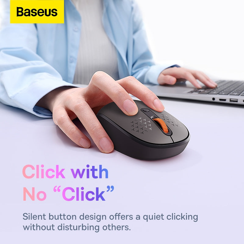 Baseus F01A Wireless Silent Mouse 2.4GHz Ergonomic Bluetooth Mute Mouse for Laptop Tablet PC MacBook