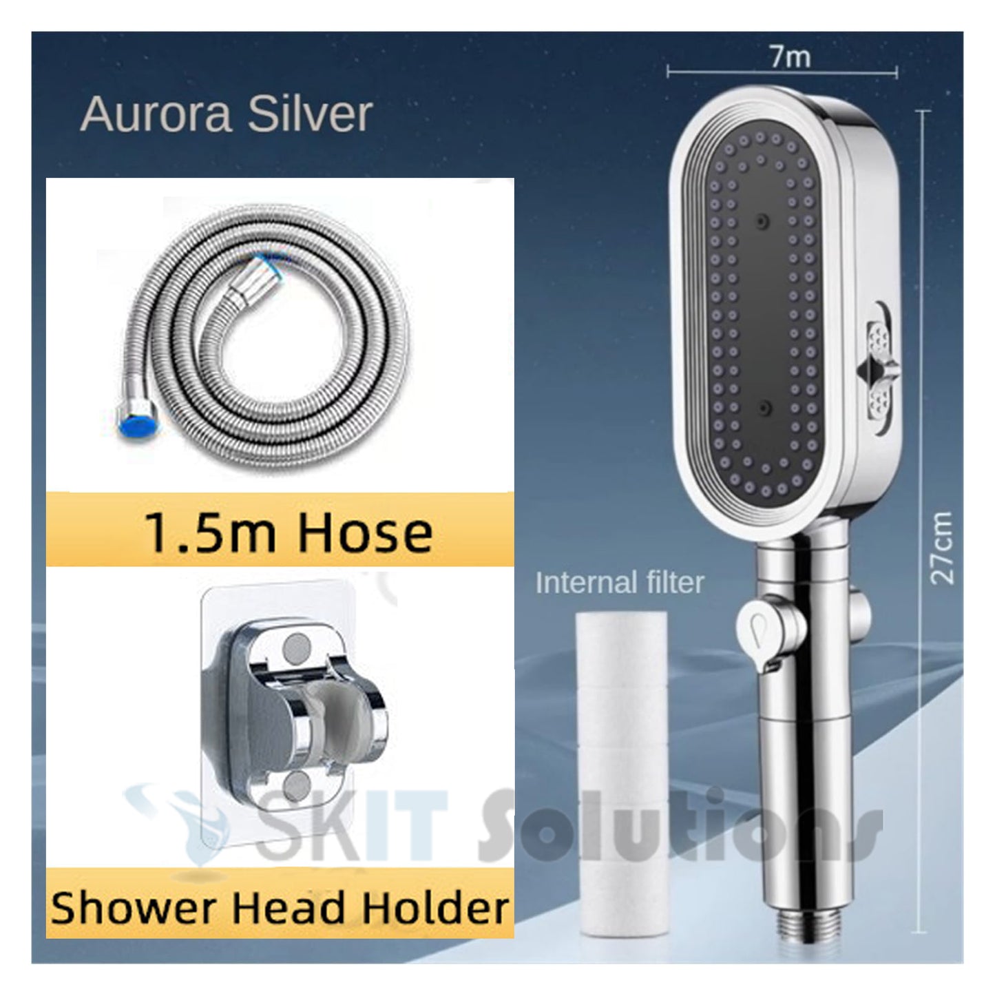 3 Mode High Pressure Shower Head Eco Water Saving Adjustable ShowerHead One-Key Stop Spa Massage Bathroom Accessories