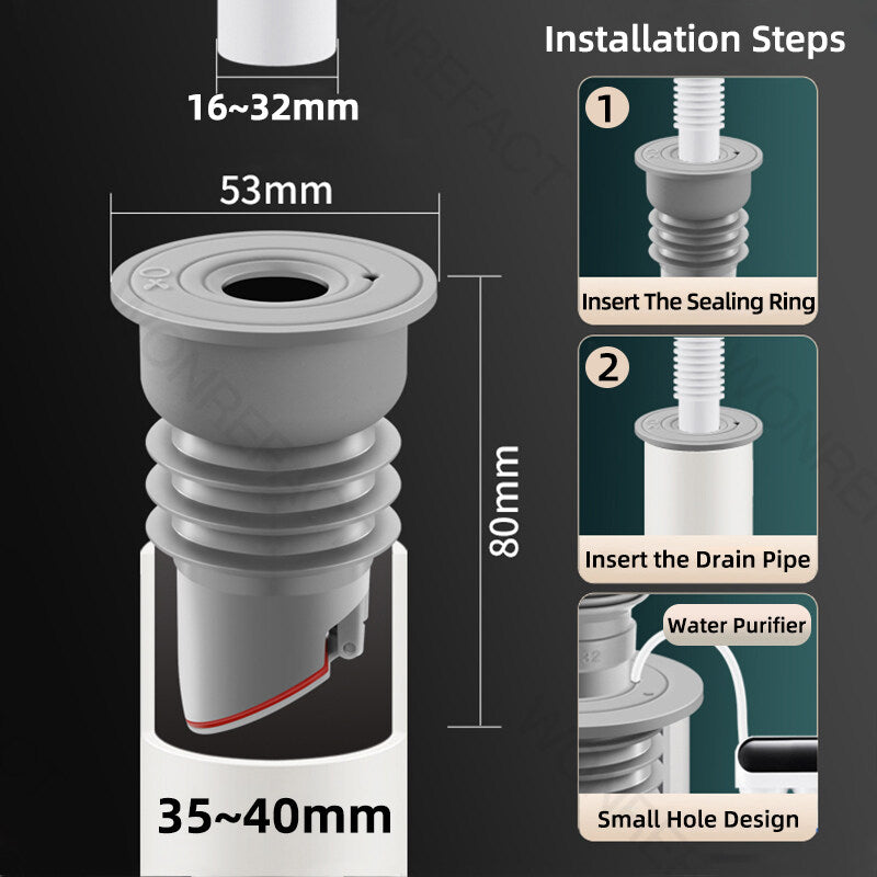 Upgraded Silicone Drain Pipe Sealing Plug Sewer Deodorant Seal Cover Kitchen Washing Machine Drainage Basin