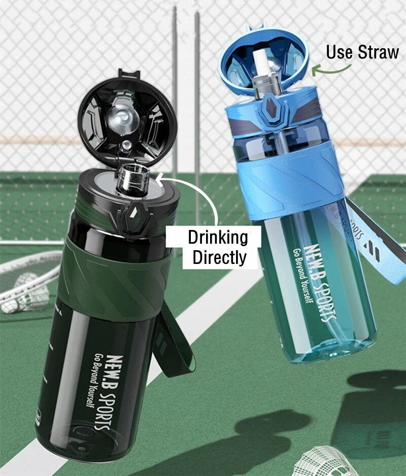 Tritan Water Bottle Straw Filter Gym Outdoor Hot Cold Leakproof Sports Cycling School Portable Dual Way