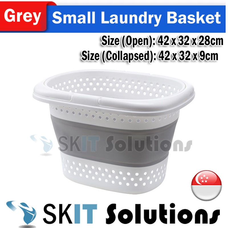 Collapsible Plastic Laundry Backet with Handle Foldable Clothes Storage Box Container Organizer Hamper Space Saving