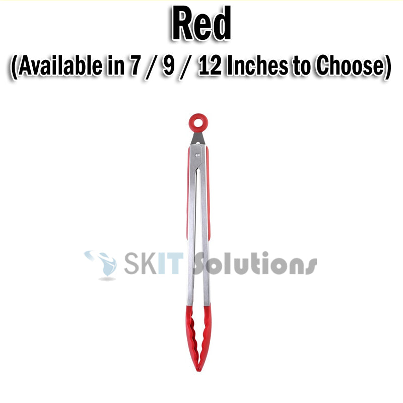 7/9/12 Inch Silicone Stainless Steel Food Tong Non Slip Heat Resistant BBQ Grill Salad Kitchen Tongs