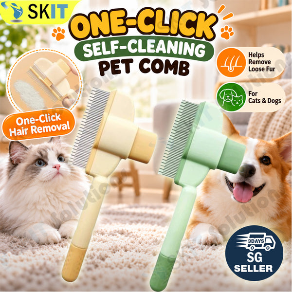 Self-Cleaning Pet Grooming Brush for Cats & Dogs