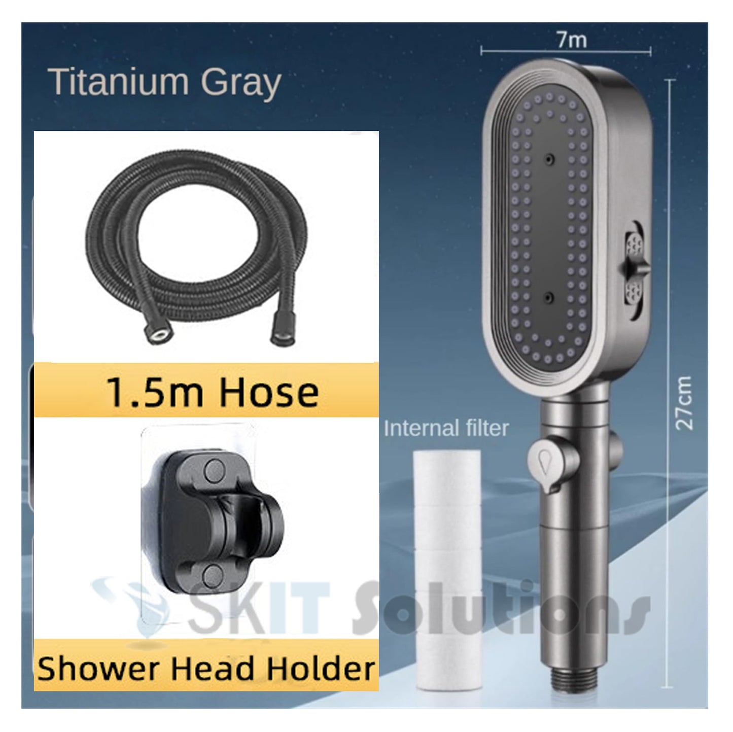 3 Mode High Pressure Shower Head Eco Water Saving Adjustable ShowerHead One-Key Stop Spa Massage Bathroom Accessories