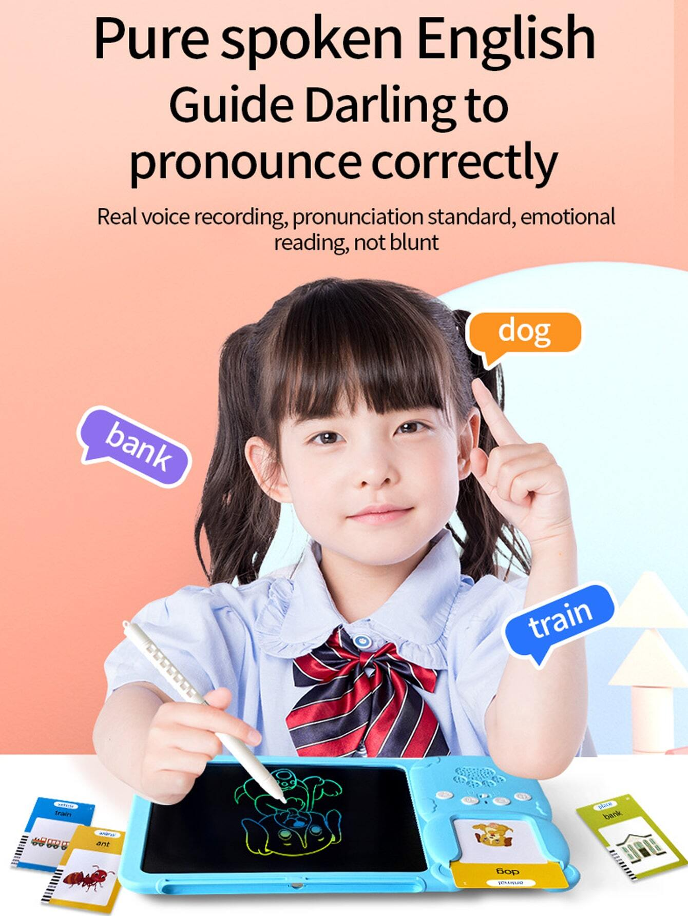 LCD Writing Board Pad Tablet Talking Flash Cards Learning Toys Montessori Educational Speech Therapy Toddlers Kids Baby