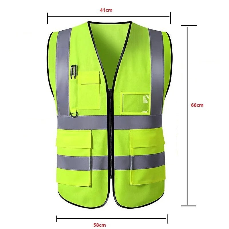Reflective Safety Vest High Visibility Traffic Multi-Pocket Breathable Work Outdoor Night Cycling