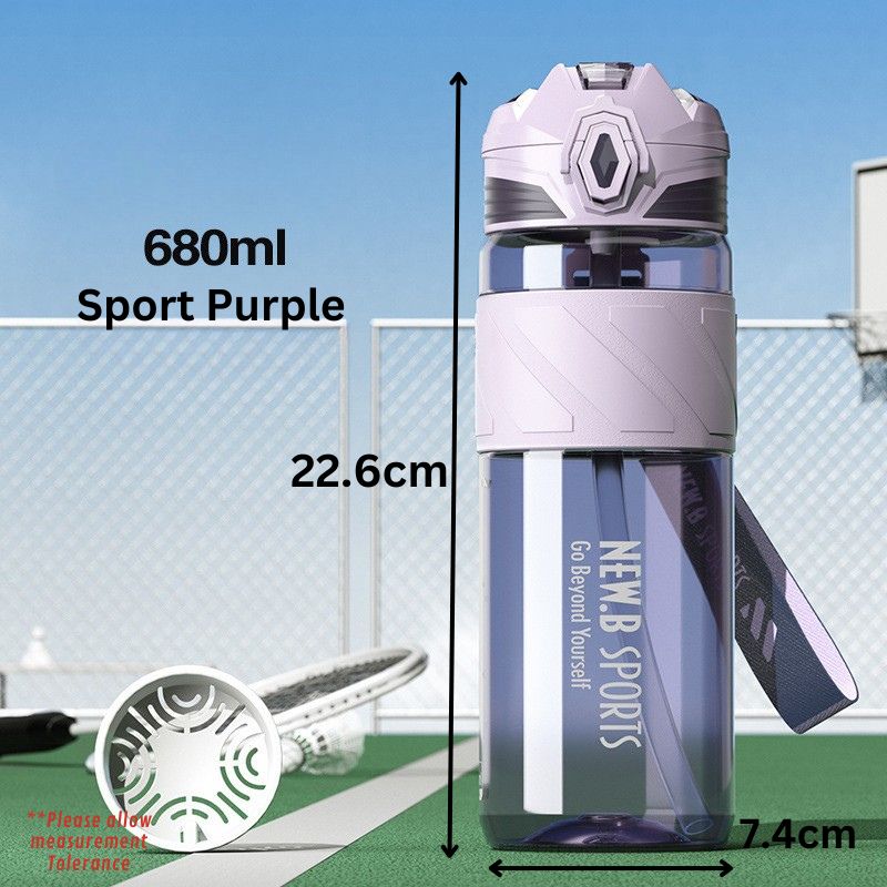 Tritan Water Bottle Straw Filter Gym Outdoor Hot Cold Leakproof Sports Cycling School Portable Dual Way