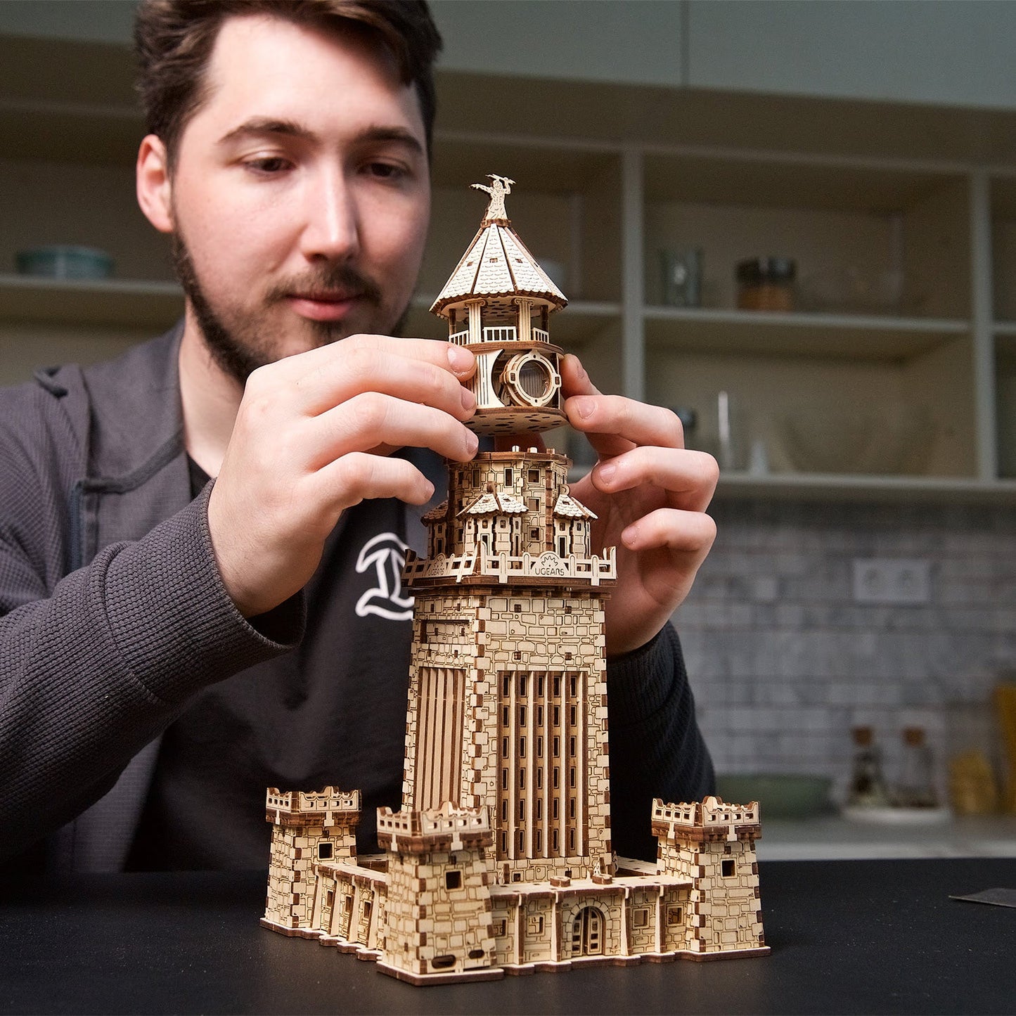Ugears Lighthouse Of Alexandria 3D Mechanical Model Wooden Puzzle DIY Kits for Adult Kids Toys Gift
