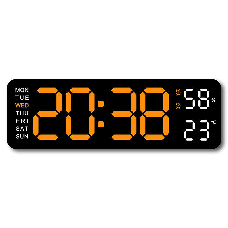 Smart LED Digital Wall Desk Clock Large Display Alarm Temperature Humidity 12 24H Auto Dimmer Timer