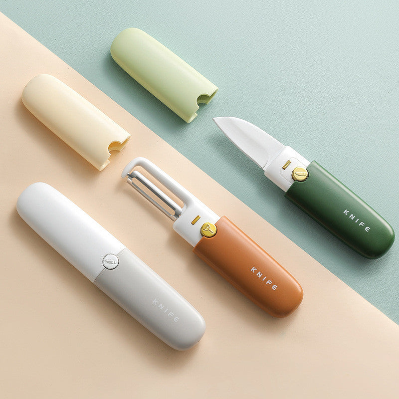 2-In-1 Peeler Knife Fruit Cutter Vegetable Slicer Stainless Steel Blade Scraper Kitchen Travel Tool