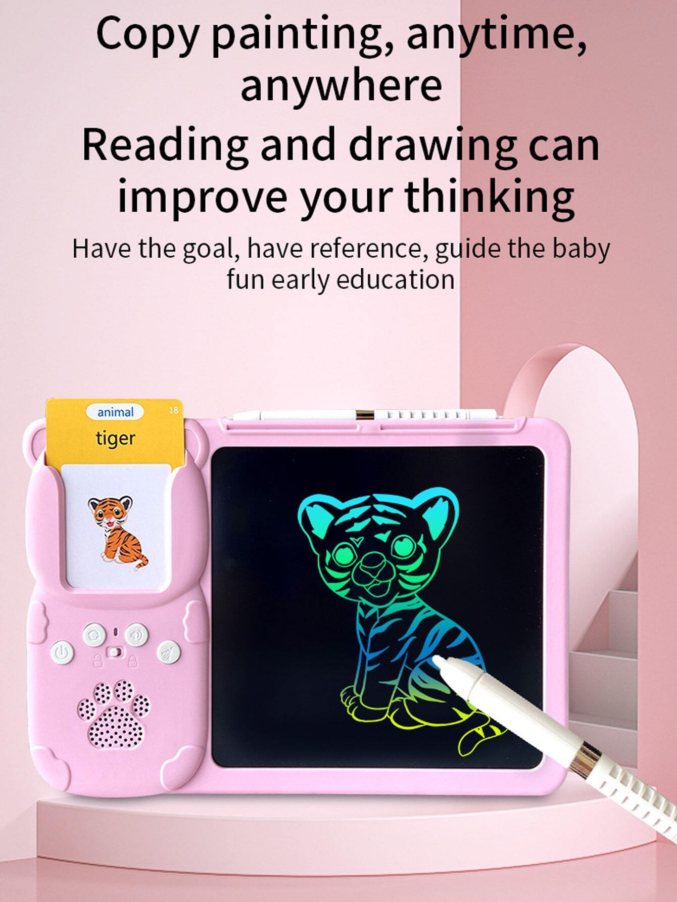 LCD Writing Board Pad Tablet Talking Flash Cards Learning Toys Montessori Educational Speech Therapy Toddlers Kids Baby