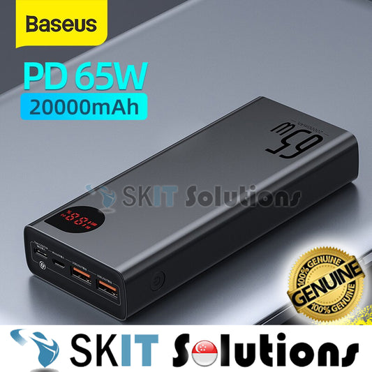 Baseus 65W 20000mAh Quick Charge Power Bank Adaman Digital Display PD3.0+QC3.0 Fast Charging Portable Power Bank