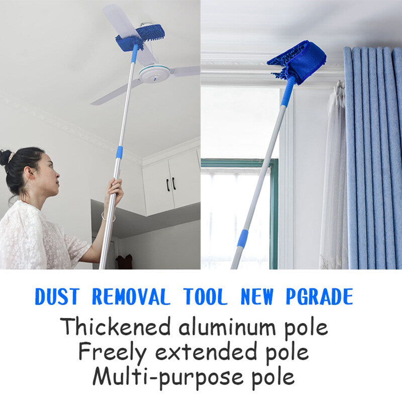 T-Shape Ceiling Fan Duster + Extendable Pole Absorb Dust Telescopic Rod Washable Microfiber Cleaner Cleaning Brush Tools