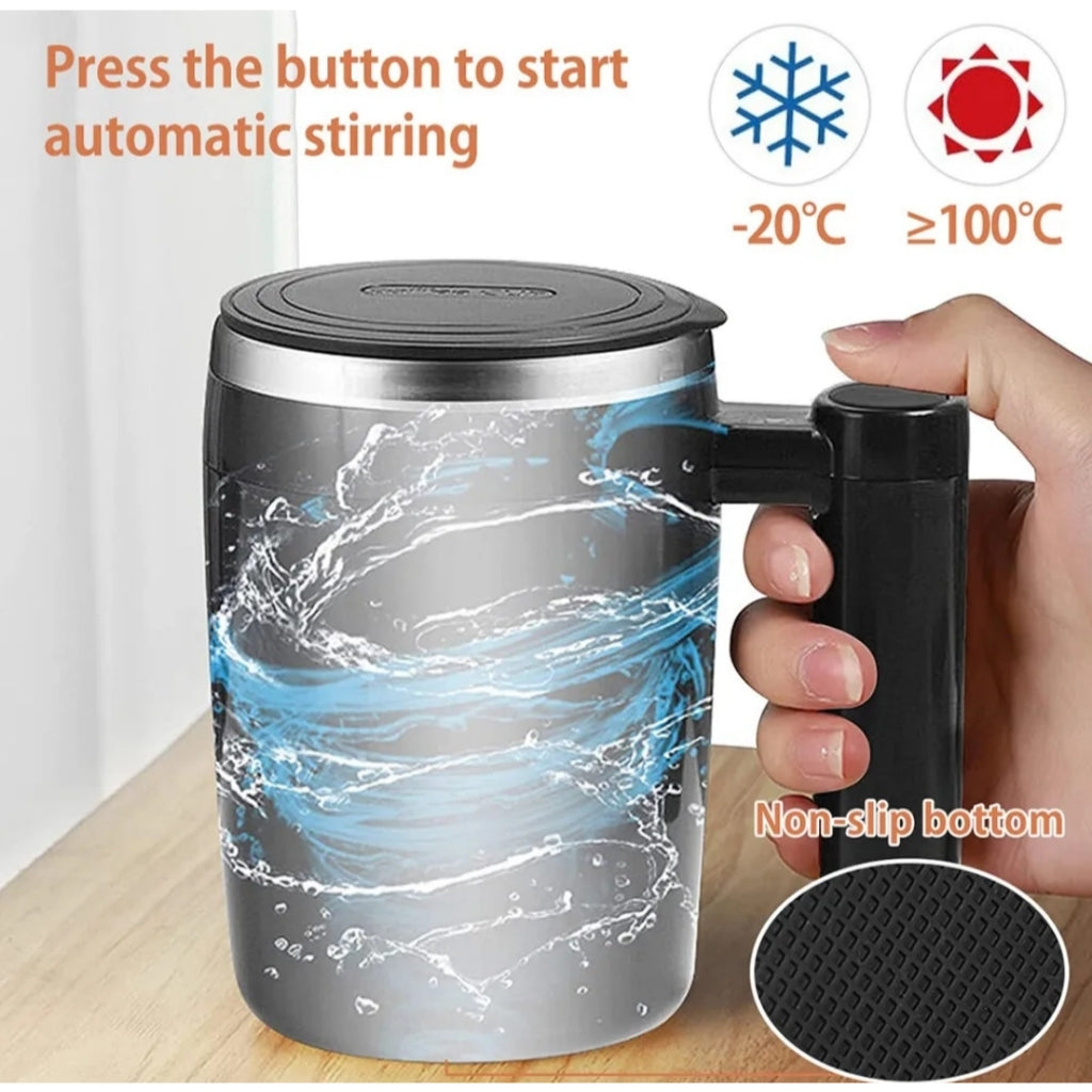 380ML Rechargeable Self-Stirring Mug 304 Stainless Steel Automatic Coffee Mixing Cup for Home Office