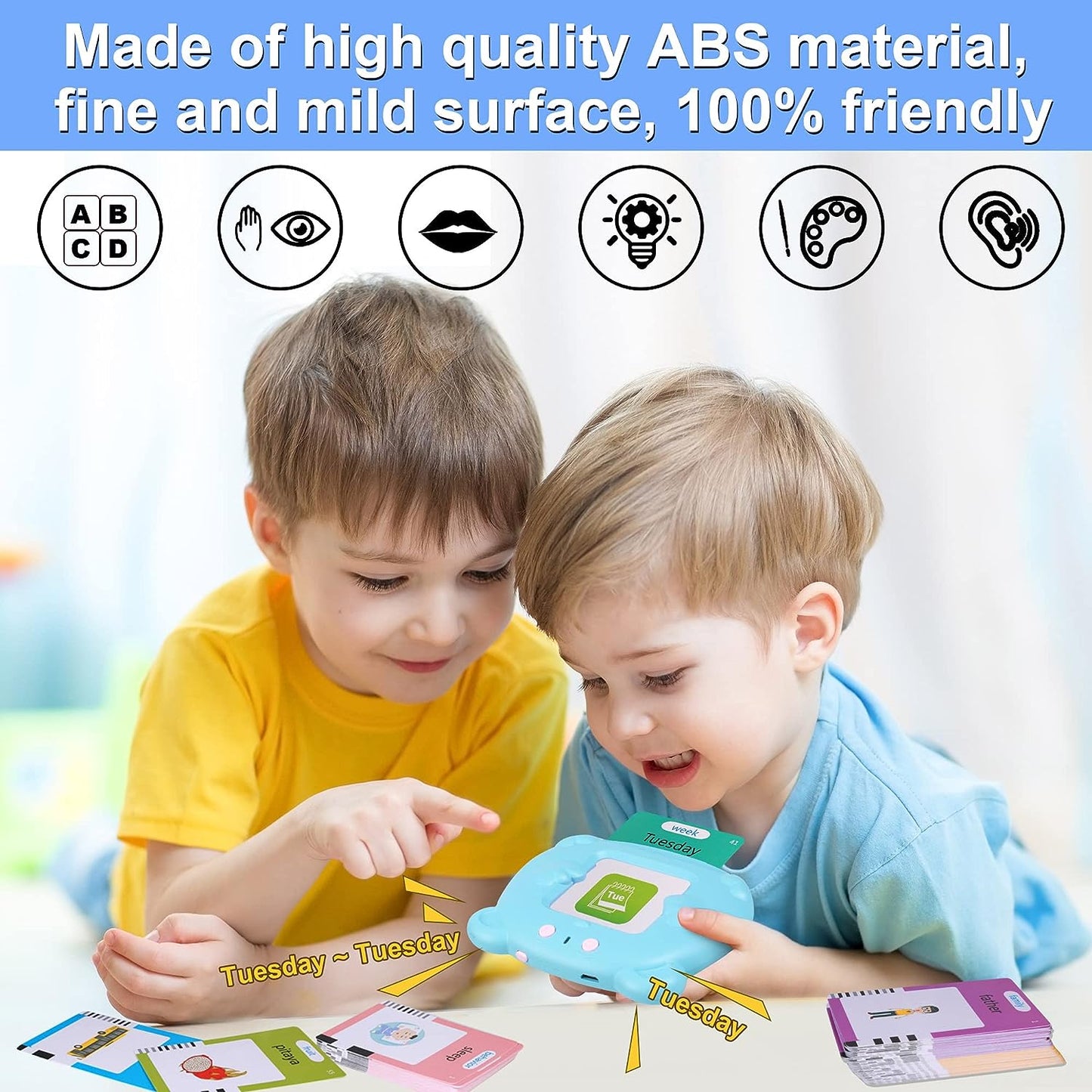 Bilingual Talking Flash Cards Reader Machine Device Flashcards Kids Toddlers Baby Educational Toys Speech Therapy Learning