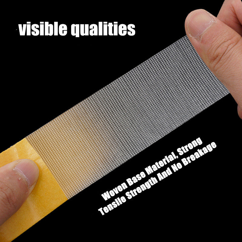 20m Strong Double Sided Mesh Adhesive Tape Cloth Base Grid Yellow Waterproof Traceless Translucent Carpet Floor