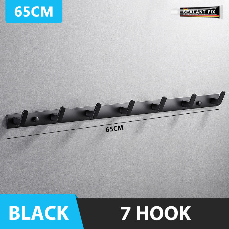 3/5/7 Hooks Aluminum Wall Hook Hanger Heavy Duty No Drill Nail Free Clothes Towel Bathroom Kitchen