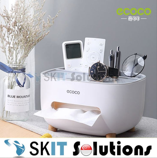 ECOCO Desktop Tissue Box Organizer Multi-function Toilet Paper Towel Storage Holder Dispenser Bathroom Accessories Remote Control