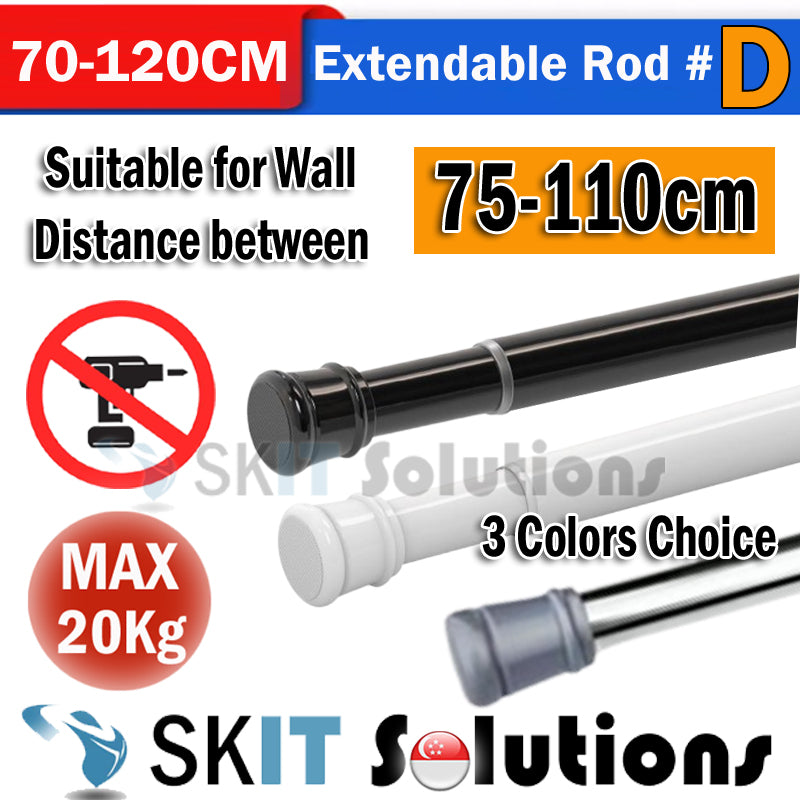 Curtain Rod Pole Laundry Shower Practical Stainless Steel Round Head Extendable Telescopic Tension