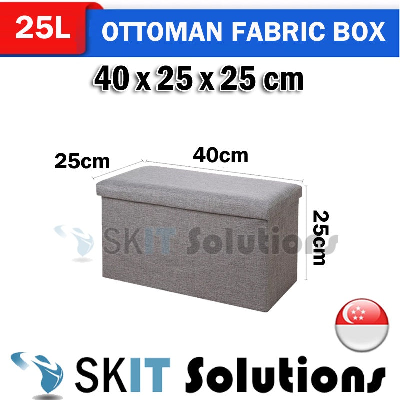 Ottoman Fabric / Leather Storage Box Foldable Sofa Seat Stool Organizer Bench Home Living Space Saving Organiser