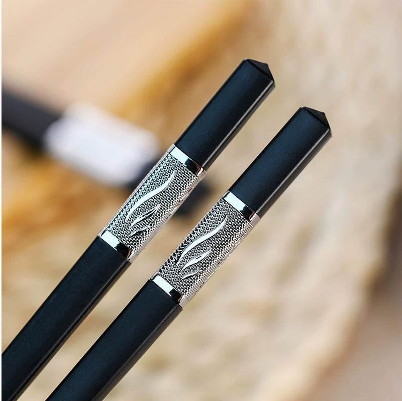 10 Pairs Fiberglass Alloy Chopsticks Non-Slip Reusable Dishwasher Safe Household Tableware Home Use