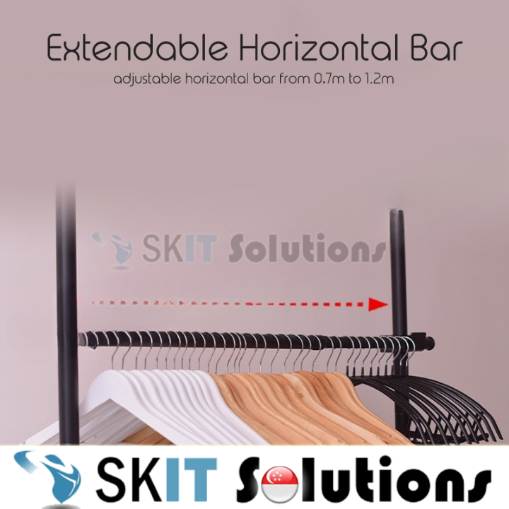 Standing Clothes Rack Adjustable Floor to Ceiling Space-Saving Hanging Pole Heavy-Duty DIY Wardrobe