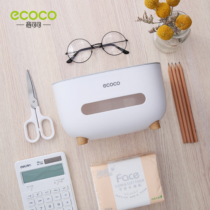 ECOCO Desktop Tissue Box Organizer Multi-function Toilet Paper Towel Storage Holder Dispenser Bathroom Accessories Remote Control