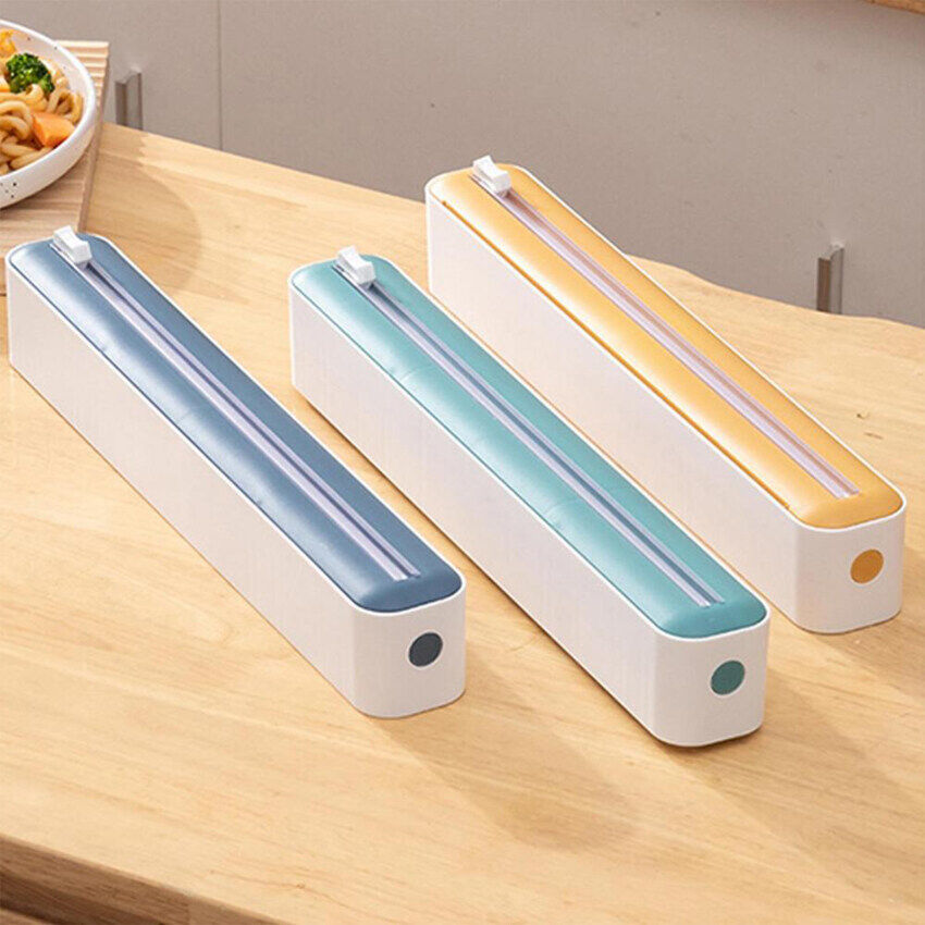 2 In 1 Cling Wrap Cutter Food Wrap Dispenser Cling Film Organizer Foil Slide Cutter Kitchen Tool