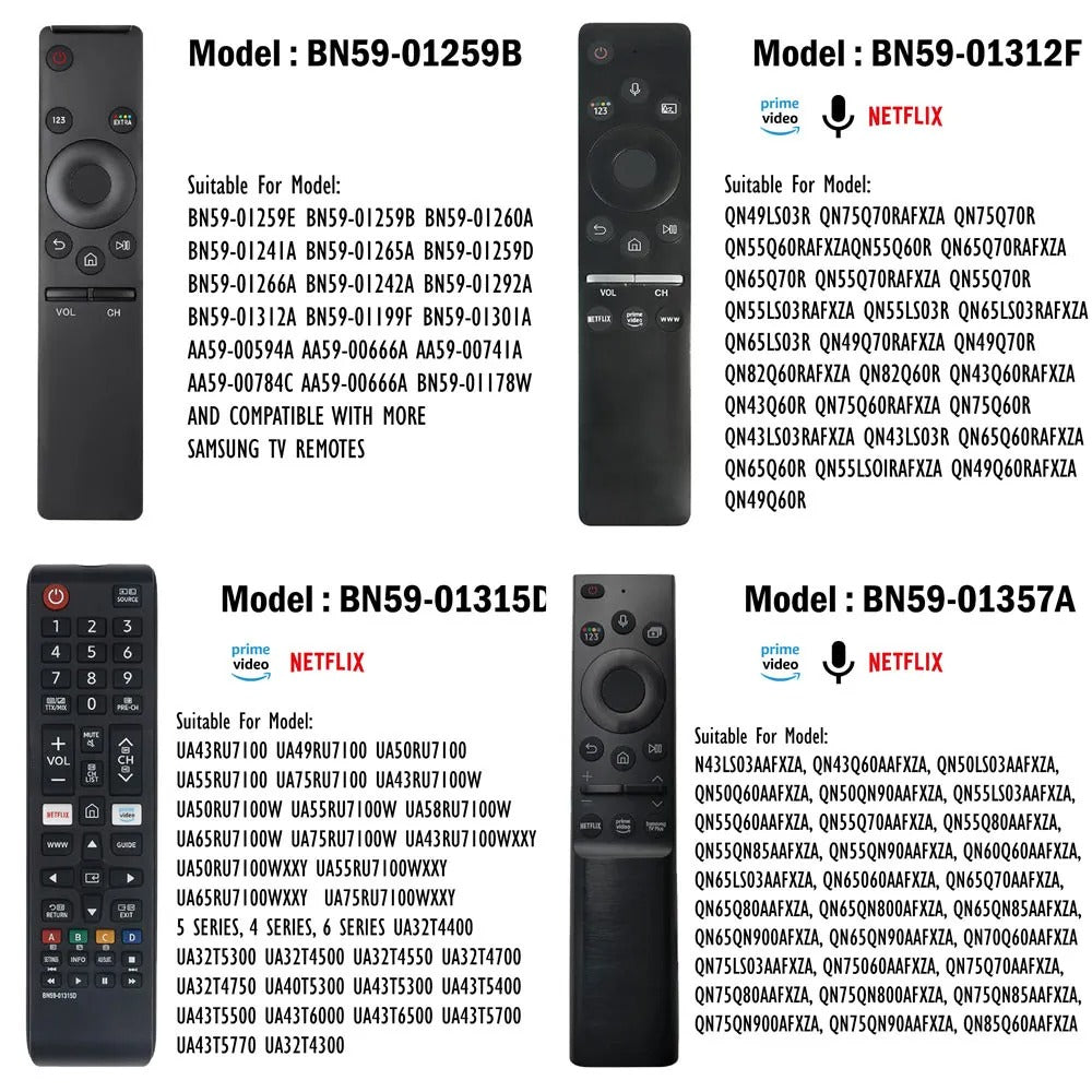 Universal Replacement Samsung Smart TV Remote Control w/ Voice BN59-01259B 01385A 01432A RM-D1078 G2500 V1 V5