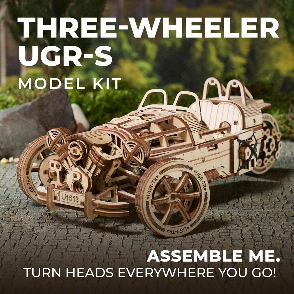 Ugears Three-Wheeler UGR-S 3D Mechanical Model Wooden Puzzle DIY Kits