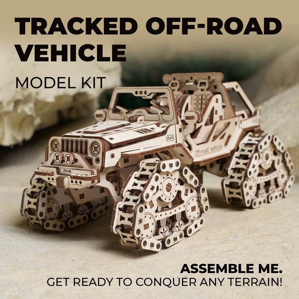 UGEARS Tracked Off-Road Vehicle 3D Mechanical Model Wooden Puzzle DIY Kits