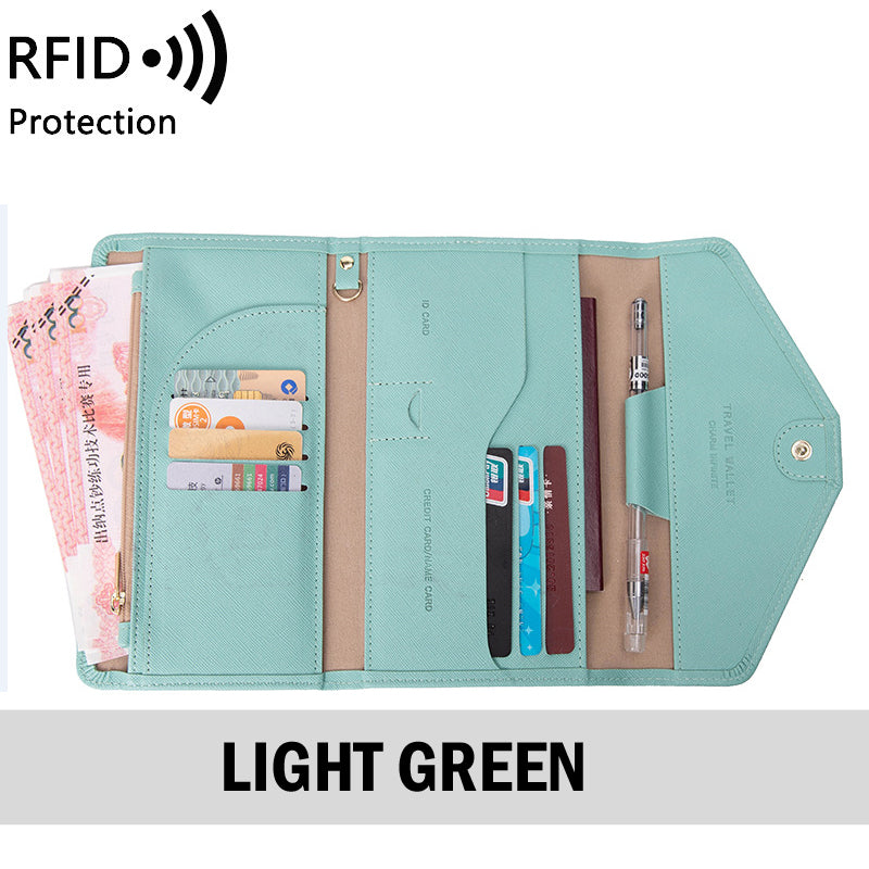 RFID Blocking Anti-Theft Travel PU Leather Wallet Passport Holder Cash Credit Card Organizer Protection Pouch Case Cover